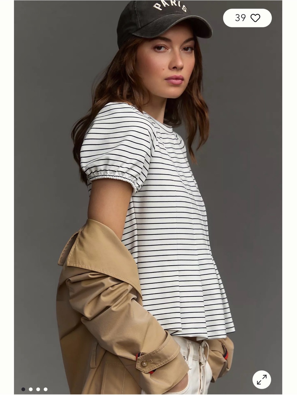 Anthropologie Maeve Corset Peplum Puff-Sleeve Top